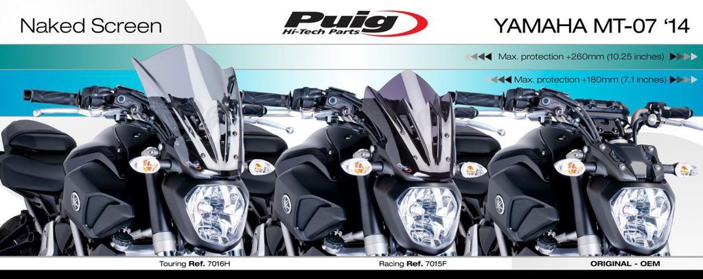 Vervangingsruit Naked Bike Touring Puig Yamaha Mt-07 '14-