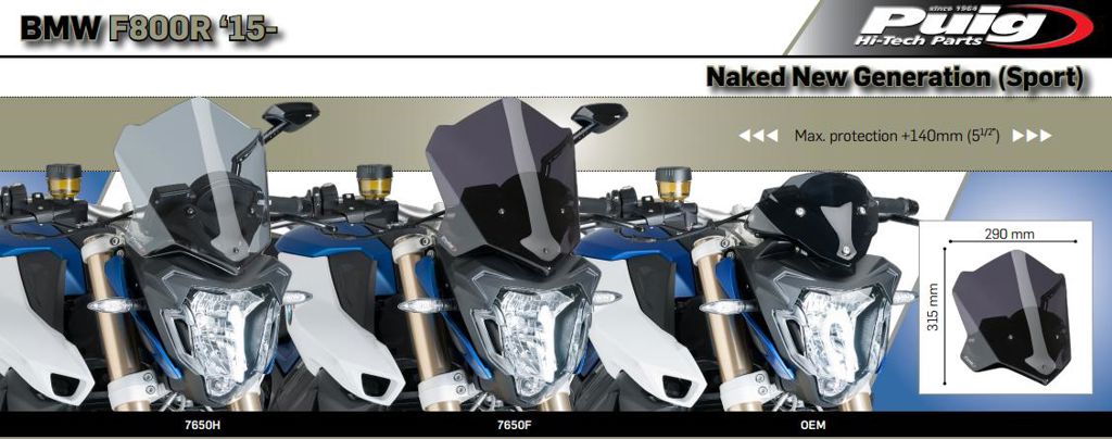 Vervangingsruit Naked Bike Sport Puig Bmw F800R '15-19