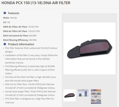 DNA high performance filter voor diverse Honda modellen