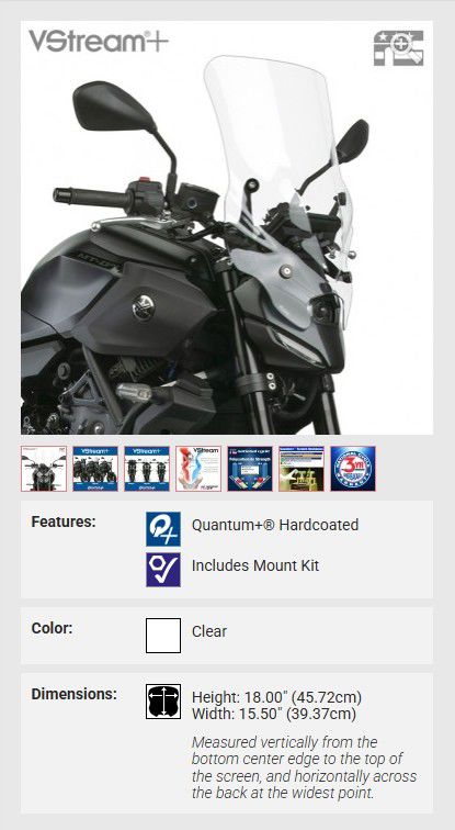 Vervangingsruit Vstream Tall Transparant National Cycle Yamaha Mt-07 '25-