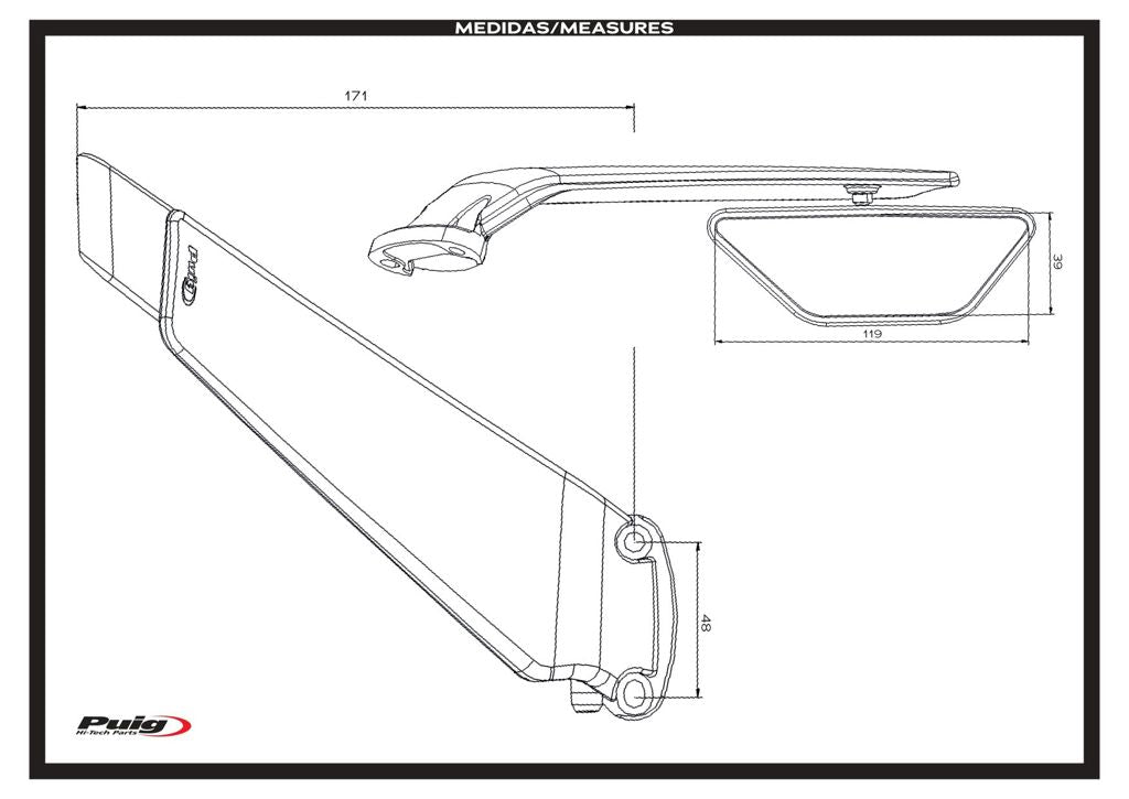 Kuipspiegel rechts model Aileron zwart Puig BMW S1000RR / M1000RR