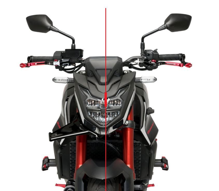Puig Naked Front Spoiler - Honda CB750 Hornet 2023-2024 - Mat Zwart / Zwart