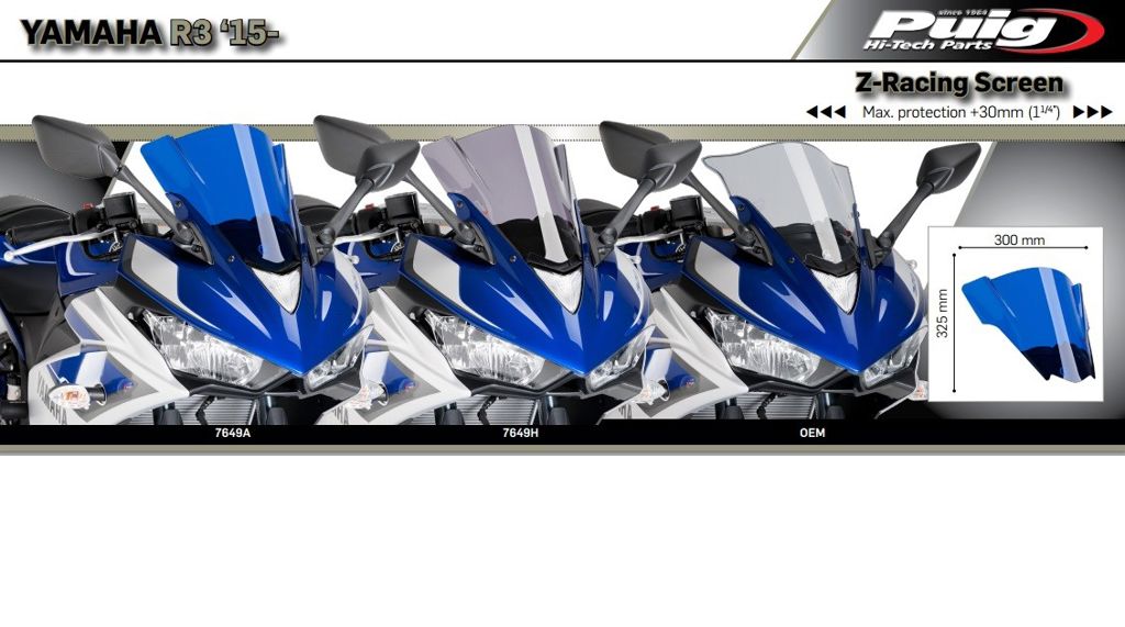 Vervangingsruit Puig Jetstream Puig Yamaha R3 '15-'18