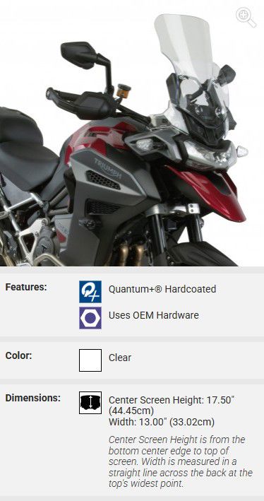Vervangingsruit National Cycle Vstream Tall Transparant Triumph Tiger 1200 Modellen '22-