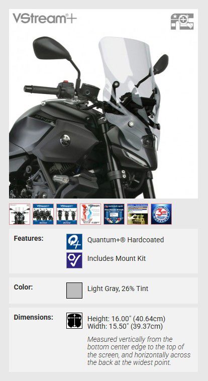 Vervangingsruit Vstream Mid Licht Getint National Cycle Yamaha Mt-07 '25-