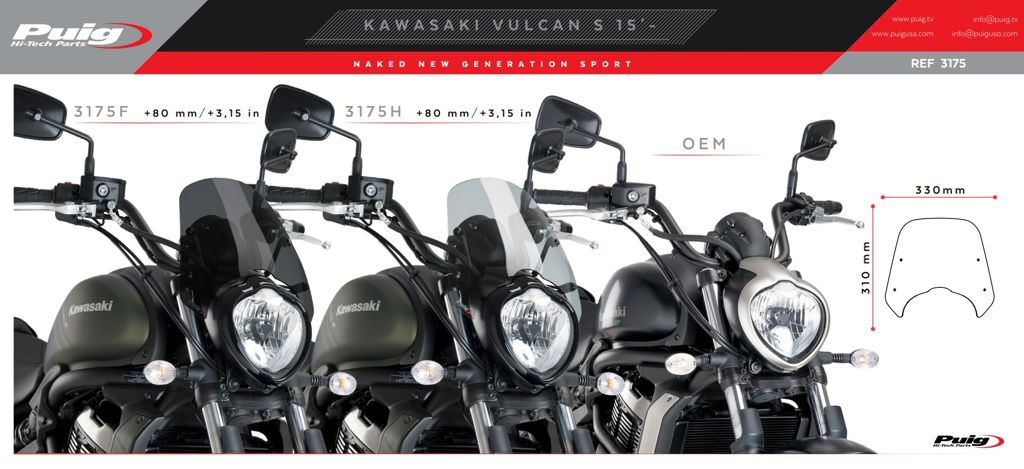 Vervangingsruit Naked Bike Puig Touring Kawasaki Vulcan S '15-/ Cafe '17-