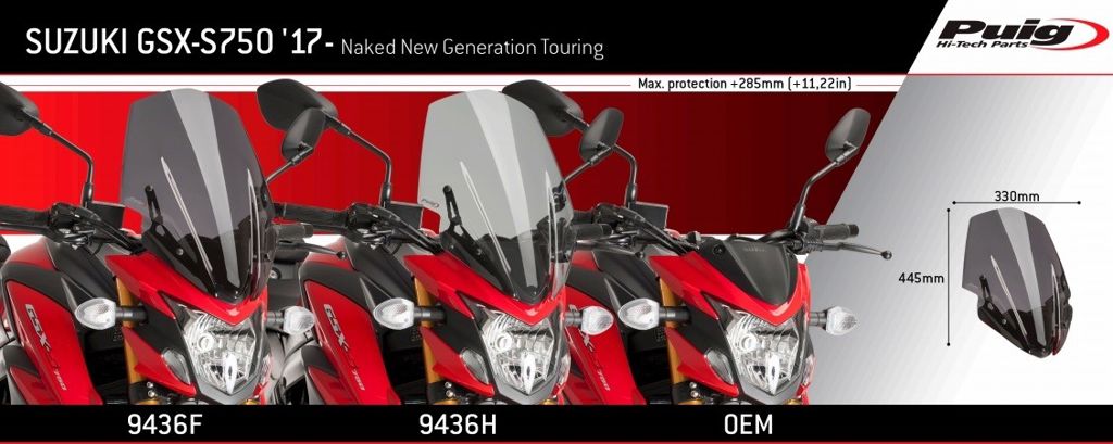 Vervangingsruit Naked Bike Touring Puig Suzuki Gsx-S750 '17-
