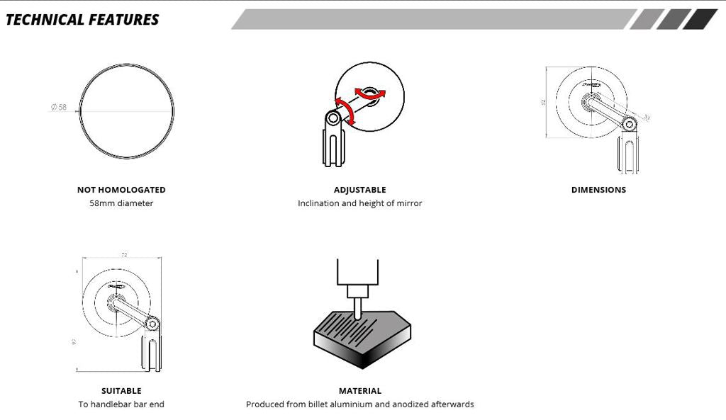 Stuureind spiegel model Tracker zwart Puig (per stuk)