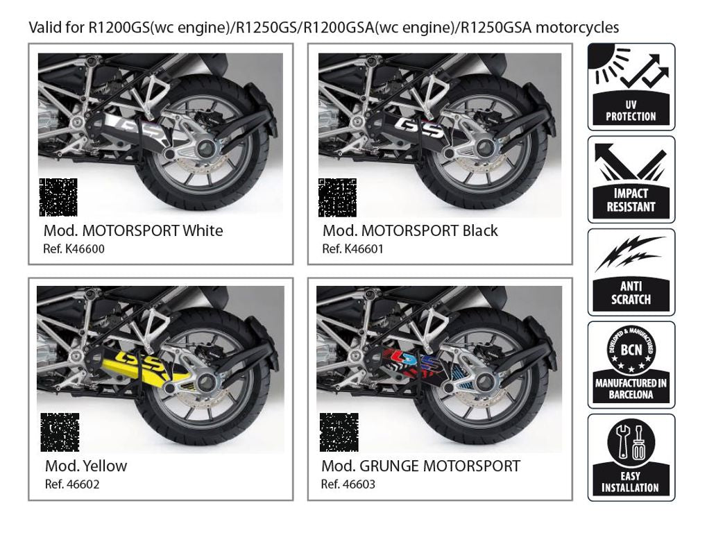 Cardan protection sticker Uniracing BMW R1200GS/ADV / BMW R1250GS/ADV wit