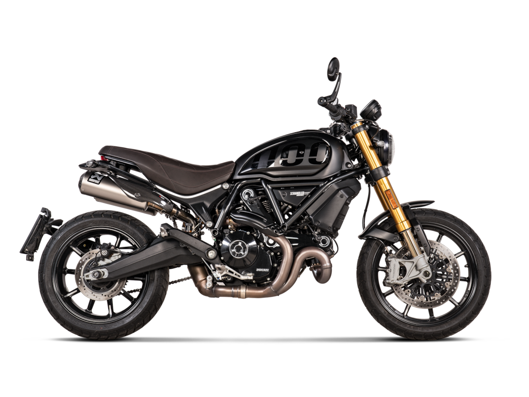 Akrapovic Uitlaat - Motor Accessoires - Ducati Scrambler 1100 - 2021 t/m 2024 - Slip-On Line (Titanium)