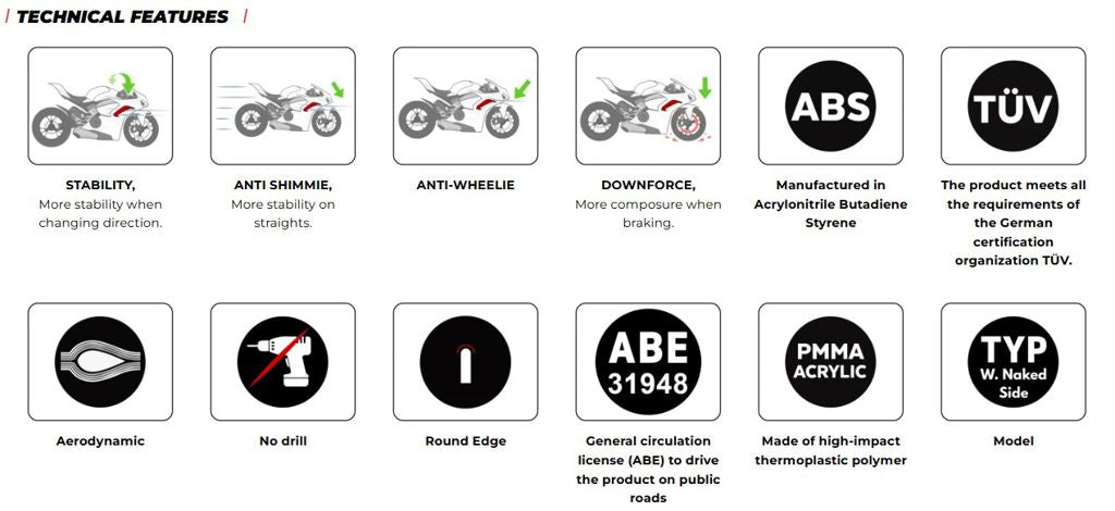 Puig D12 Zijspoilers - Aprilia Tuono 457 2025-2026 - Zwart / Mat Zwart en meer