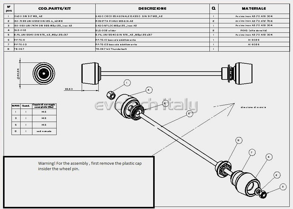 Voorvorkslider Evotech Yamaha R1 '20- / R6 '17-19