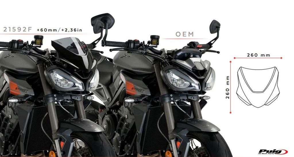 Vervangingsruit Naked Bike Puig Triumph Street Triple 675 R/Rs '23-