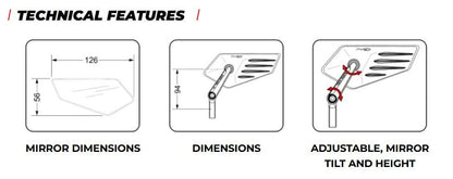 Stuureind spiegel model Bladed rechts Puig