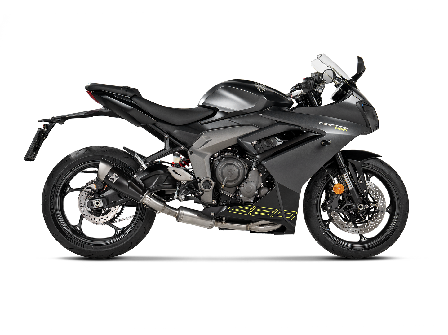Akrapovič Uitlaat - Triumph Daytona 660 2024-2026 | Tiger Sport 660 2024-2026 | Trident 660 2021-2026 - Racing Line (Titanium) - Motor Accessoires