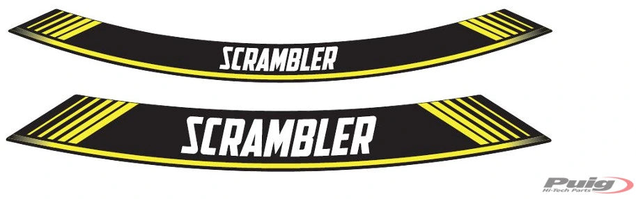Puig Velgsticker Set - Ducati Scrambler Classic 2019-2020 | Scrambler Desert Sled 2019-2026 - Geel / Rood
