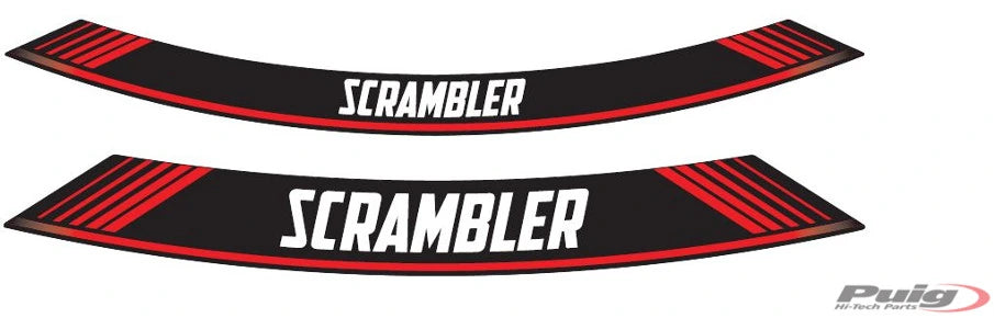 Puig Velgsticker Set - Ducati Scrambler Classic 2019-2020 | Scrambler Desert Sled 2019-2026 - Geel / Rood