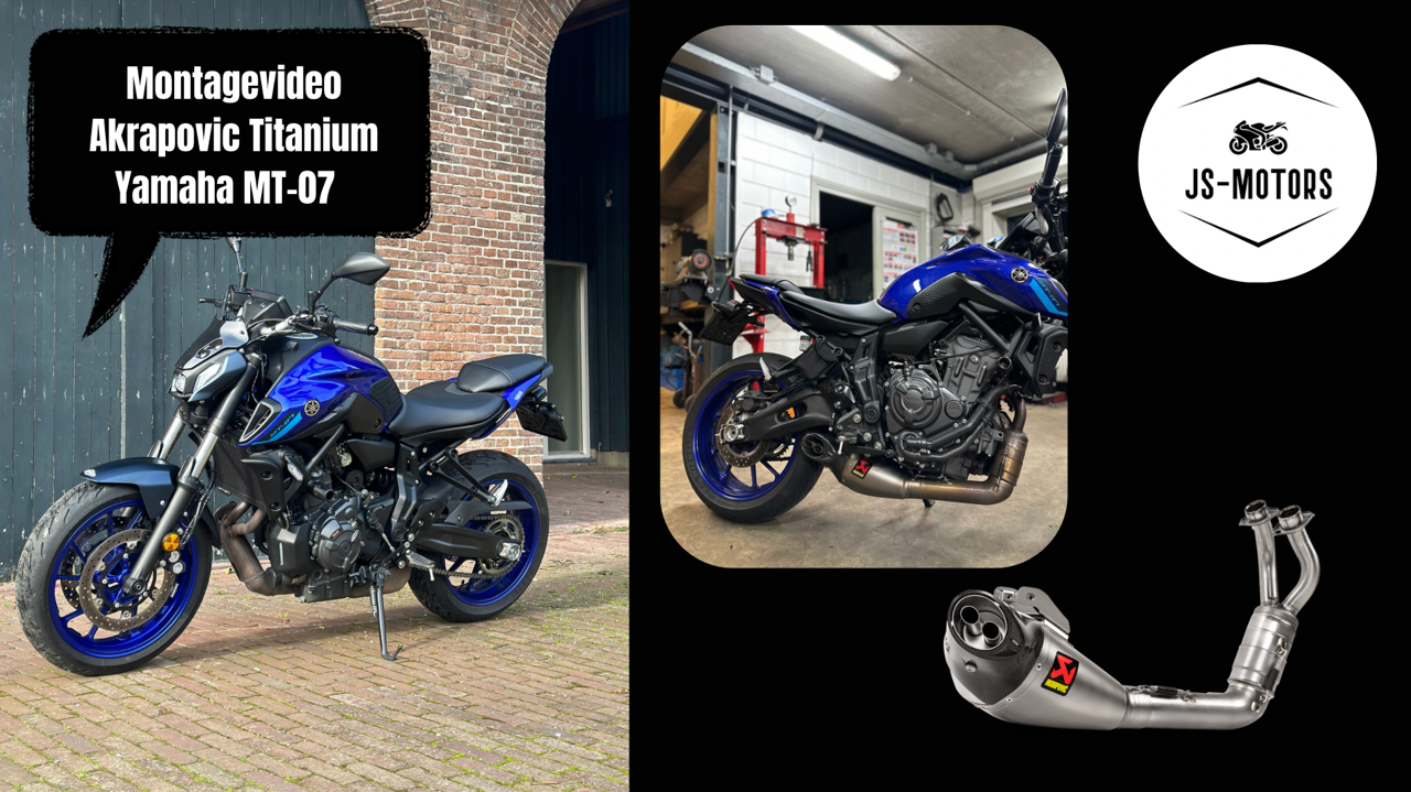 Video laden: Video van de montage van een Akrapovic titanium uitlaat op een Yamaha MT-07, te bestellen via onze website