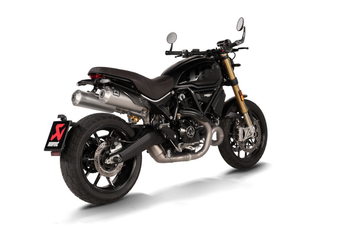 Akrapovic Uitlaat - Motor Accessoires - Ducati Scrambler 1100 - 2021 t/m 2024 - Slip-On Line (Titanium)
