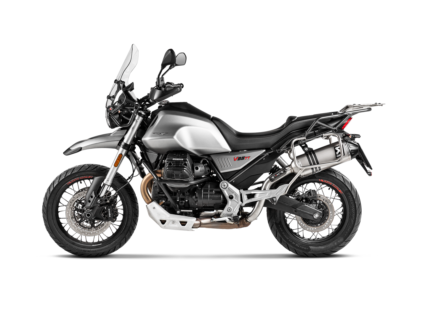 Akrapovič Uitlaat - Moto Guzzi V85 TT 2019-2024 - Slip-On Line (Titanium)