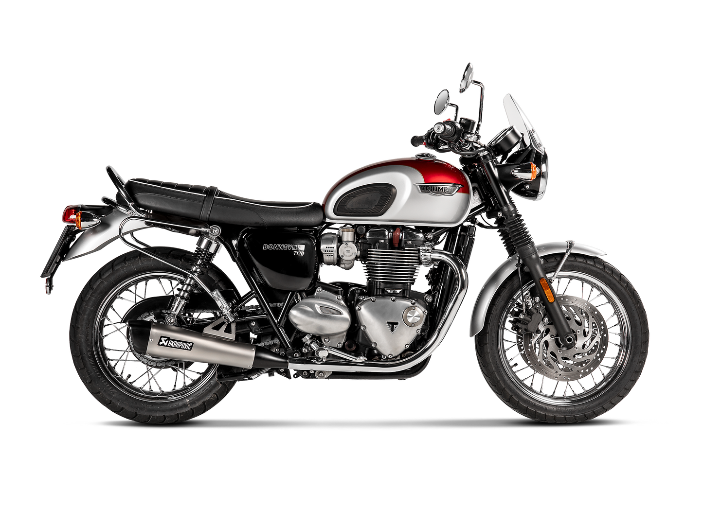 Akrapovič Uitlaat - Triumph Bonneville T100 2017-2 & meer - Slip-On Line (Titanium)